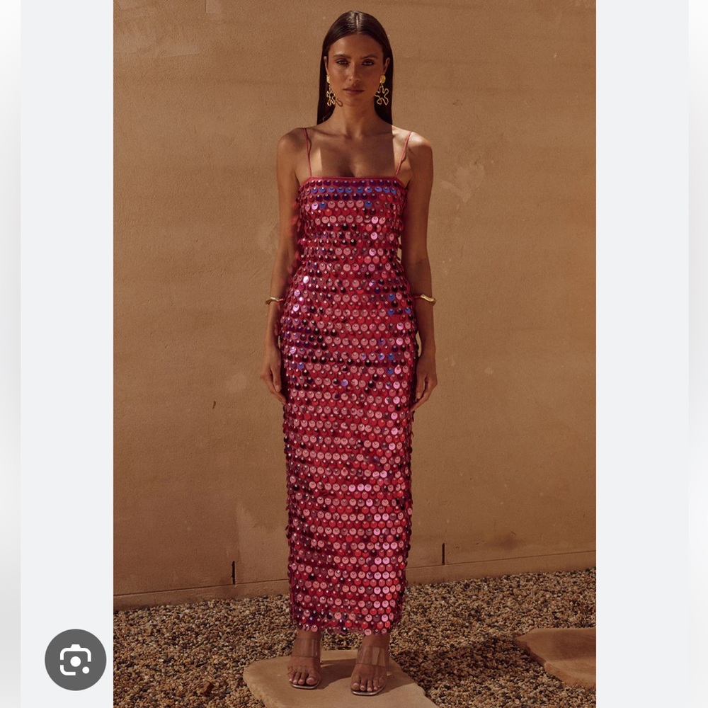 Runaway the Label Pink Lacanza Midi Sequin Dress